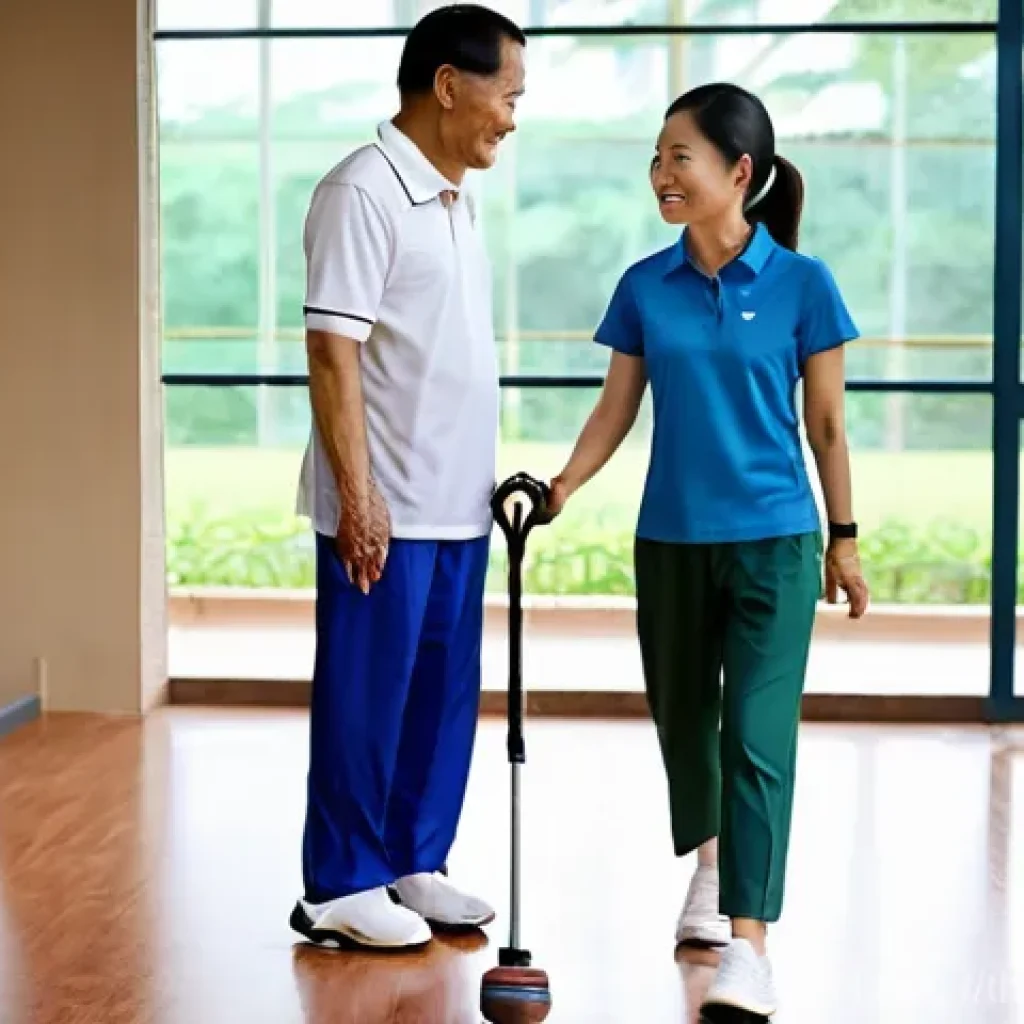 장애인재활상담사 임상 사례 - **Prompt 1: Compassionate Guidance and Hope**
    "A heartwarming scene depicting a Thai rehabilitat...