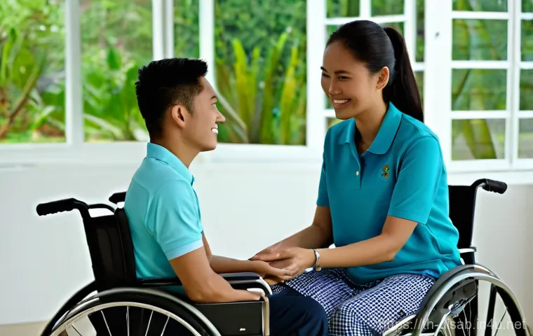 장애인재활상담사와 지속 가능한 상담 - **Prompt: The Guiding Light of Rehabilitation**
    "A rehabilitation counselor, a compassionate Tha...